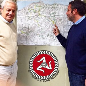 Marco Rogano ed Angelo Pizzuto alle prese con le prove speciali della Targa sulla cartina del Parco delle Madonie