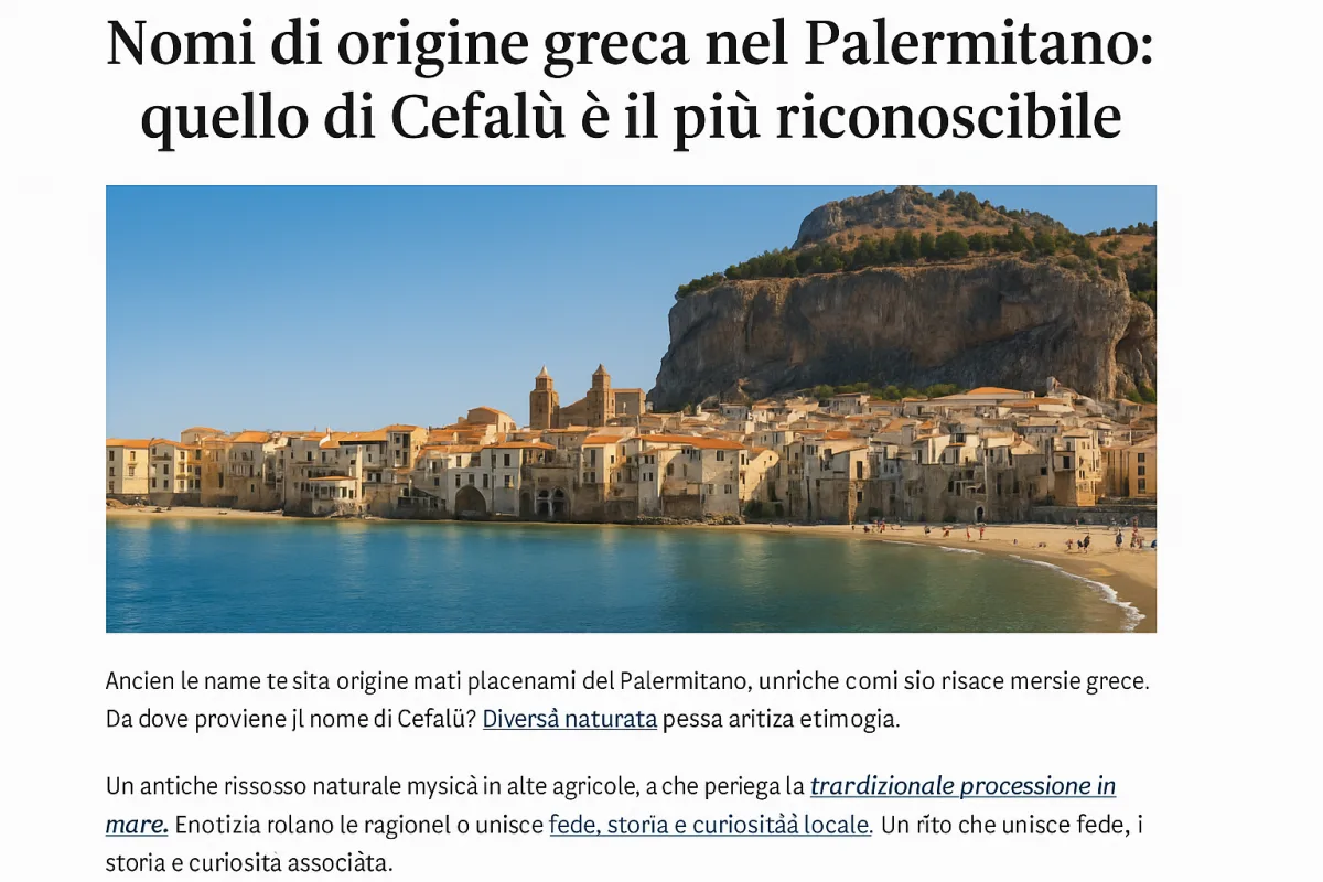 Nomi di origine greca nel Palermitano: quello di Cefalù è il più riconoscibile