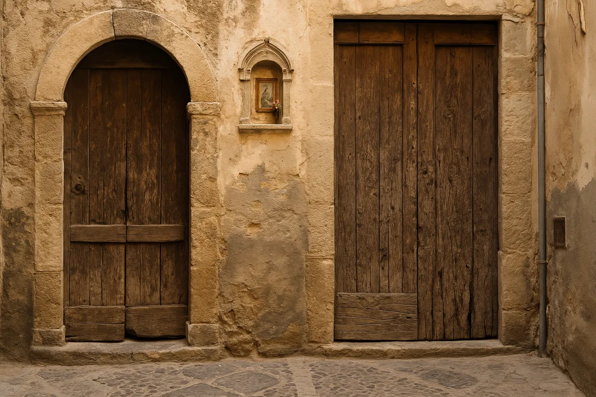 Porte in legno nei vicoli di Cefalù: come l'usura racconta secoli di passaggi